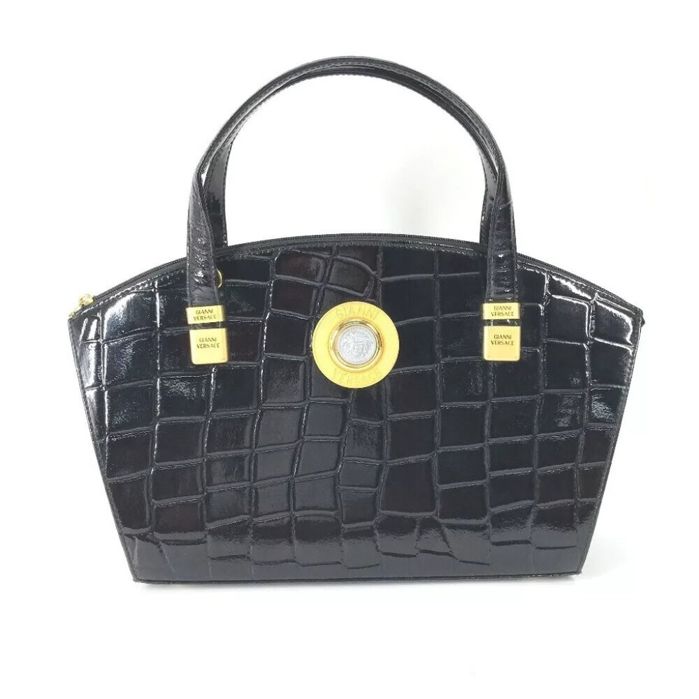 VERSACE vintage embossed medusa logo Tote Bag Shoulder Bag Hand Bag